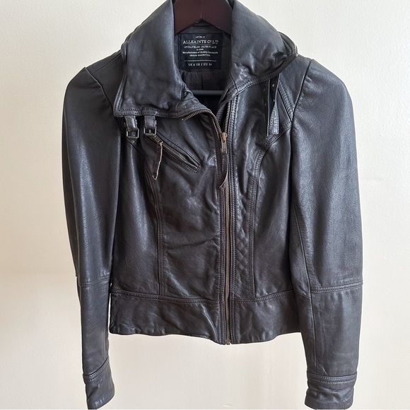 AllSaints Women's Belvedere Leather Biker Jacket - Picture 2 of 3